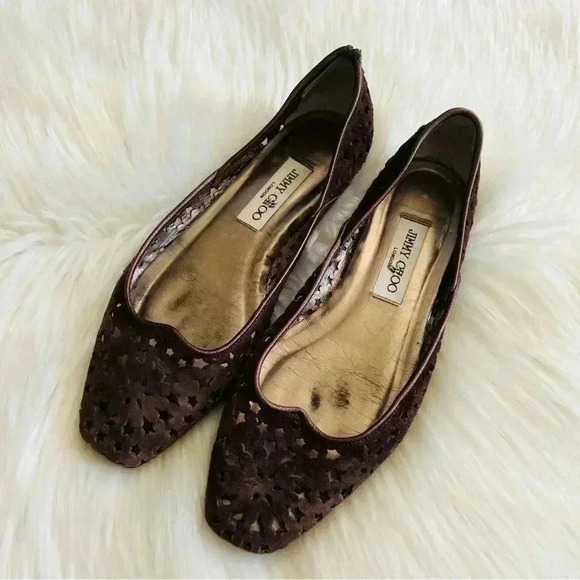 Jimmy Choo Suede Flats Shoes Italy 38.5 - Picture 1 of 9